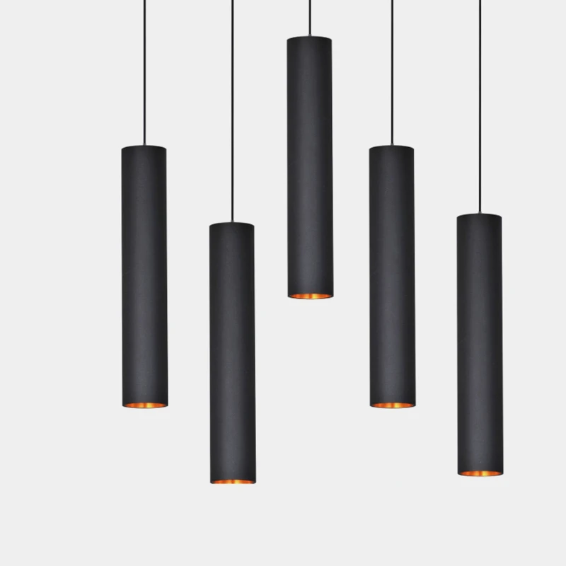 Dimmable Cylinder LED Pendant Lights Long Tube Lamps For Dining Room Shop Bar Decoration Cord Pendant Lamp Background Wall Lighting