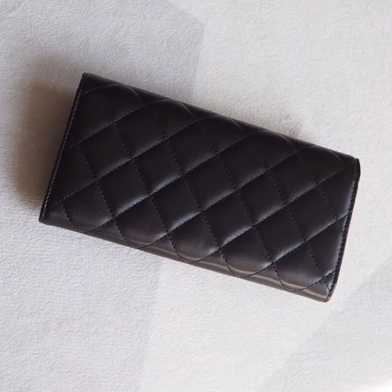 

Classic Women Luxury Lambskin Real Leather Wallet Top Quality Designer Brands Clutch Feminine Casual Purse 2019