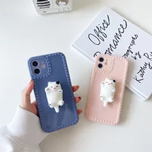 Caso de telefone macio para iphone 12 11 pro xs max xs xr 7 8plus caso do gato da descompressão kneadable tpu
