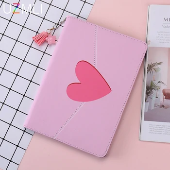 

For new iPad 9.7 pro air 10.5 11 air2 mini Smart Wake Leather PC Back Case Pink Heart Style Magnetic Tablet Stand Cover + Gifts