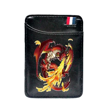 

Fashion Fire Dragon Printing Men Slim Wallet Male Ultra thin Short Men Magic Wallet Money Cash Card Holder Purse