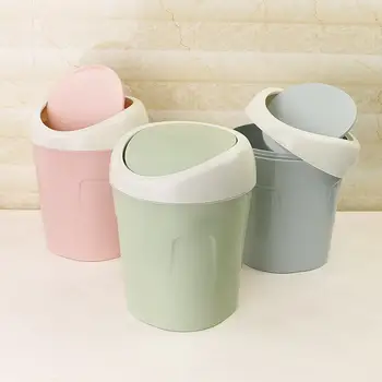 

Rubbish Can Plastic Flip Lid Table Bedside Waste Paper Bins Desktop Storage Holder Garbage Storage Box House Cleaning Supplies