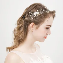 Невесты ручной работы головной убор с жемчужинами стиль Свадьба резинка для волос со стразами Свадебные аксессуары Лидер продаж, аксессуары