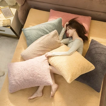 

Winter Warm Thick Sleeping Pillowcase 2pcs Double Side Fleece Pillow Cover Simple Fashion Home Decorative Pillow Case Super Soft