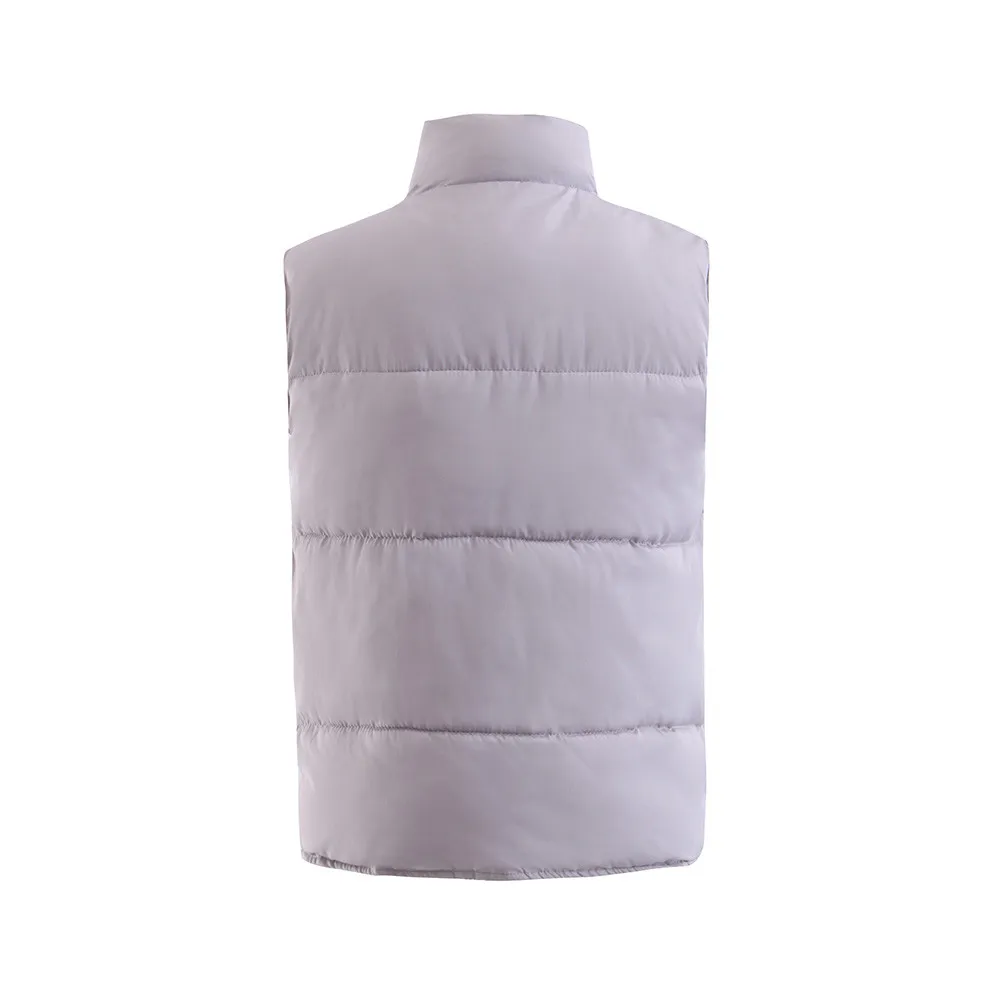 Jaycosin Female Casual Winter Regular Solid Button Lightweight Vest Coats Pockets Thick Comfortable Sleeveless Jacket 116#5