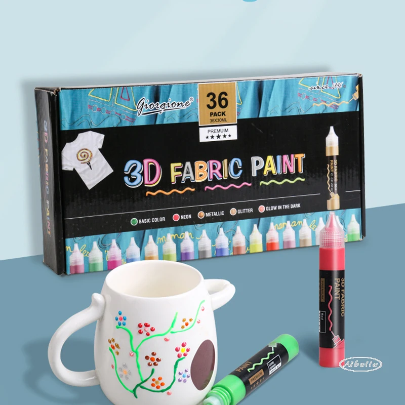 Pebeo 3D fabric Paint Phosphor Acrylic Paint Set For Painting Textile Clothing Glass Ceramic Graffiti Wood Art For Kids Adults