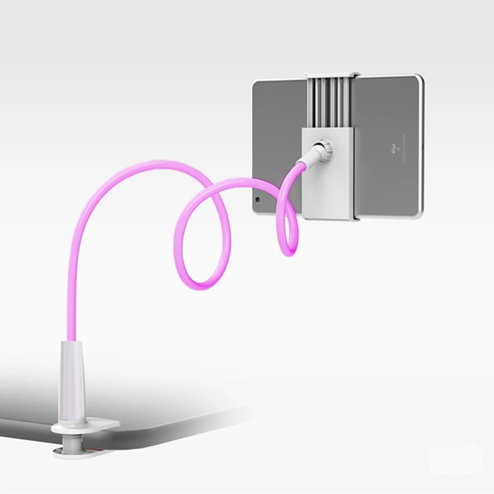 Длинный держатель для телефона 360 Вращающаяся неподвижная подставка для iPhone 7 8 Plus универсальная гибкая кровать Настольный держатель для samsung - Цвет: Pink