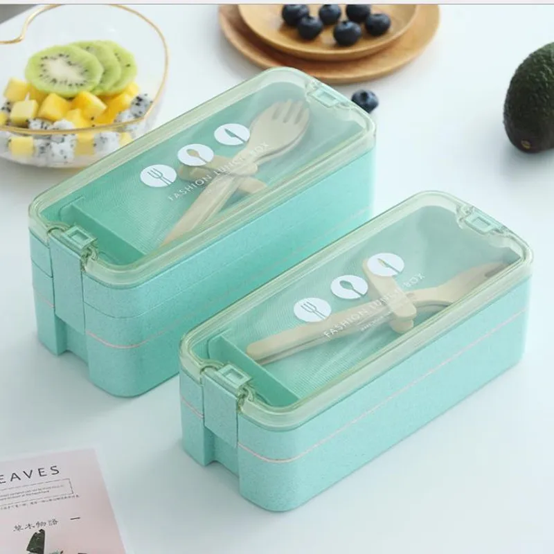 Разделенная кухня Пшеничная солома bento box Ланч-бокс контейнер для еды bento box многослойный ланчбокс для детей snack box Органайзер для фруктов