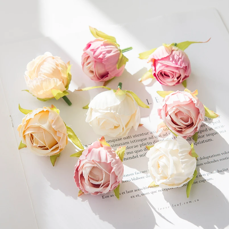 Elegant Silk Rose Bud Heads - Decorative Wreath & Faux Floral Accents