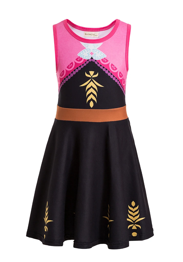 Party Princess Elsa Costume for Girls Snow Queen Cosplay Party Elsa Anna 2 dresses