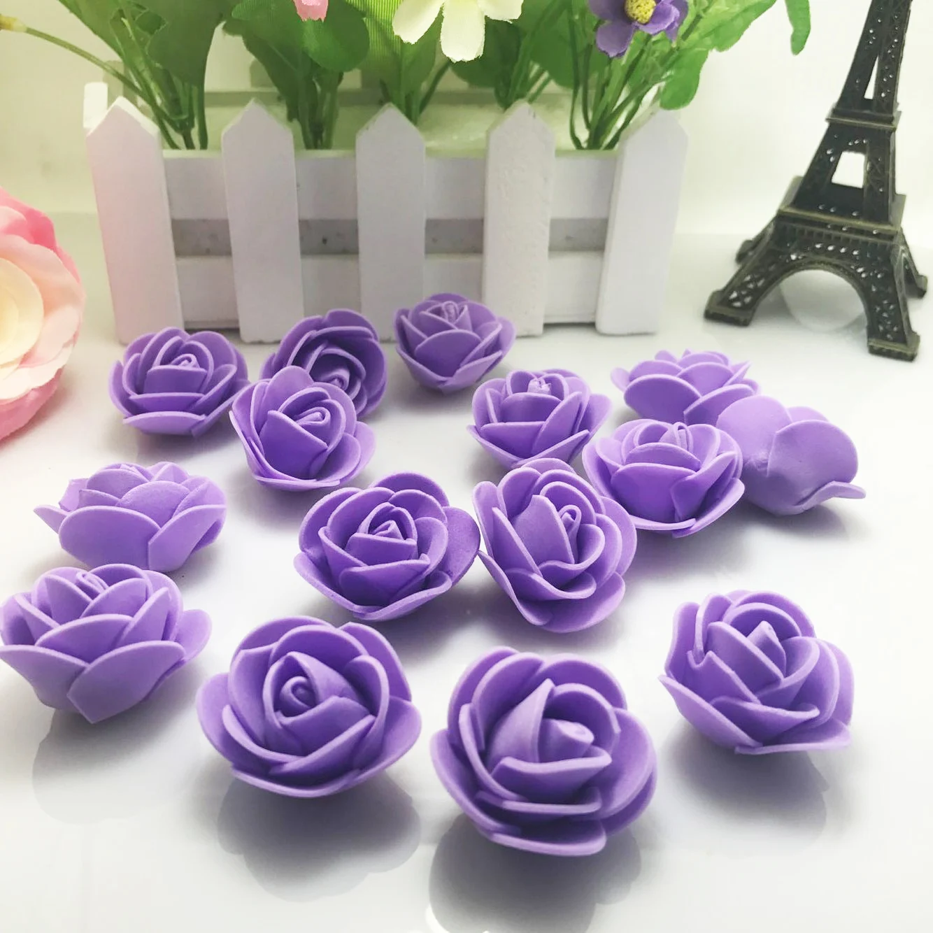 purple 10 шт. белый ПЭ пена искусственный цветок головка розы Искусственные цветы Дешевые Свадебные украшения для скрапбукинга Подарочная коробка diy ВЕНОК - Цвет: purple
