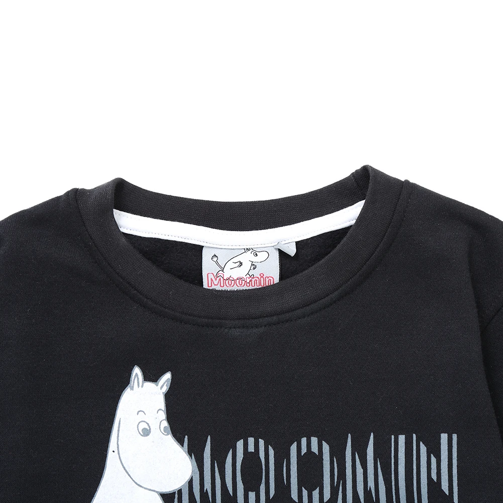Спортивная рубашка Moomin черная кофта с длинными рукавами и круглым вырезом