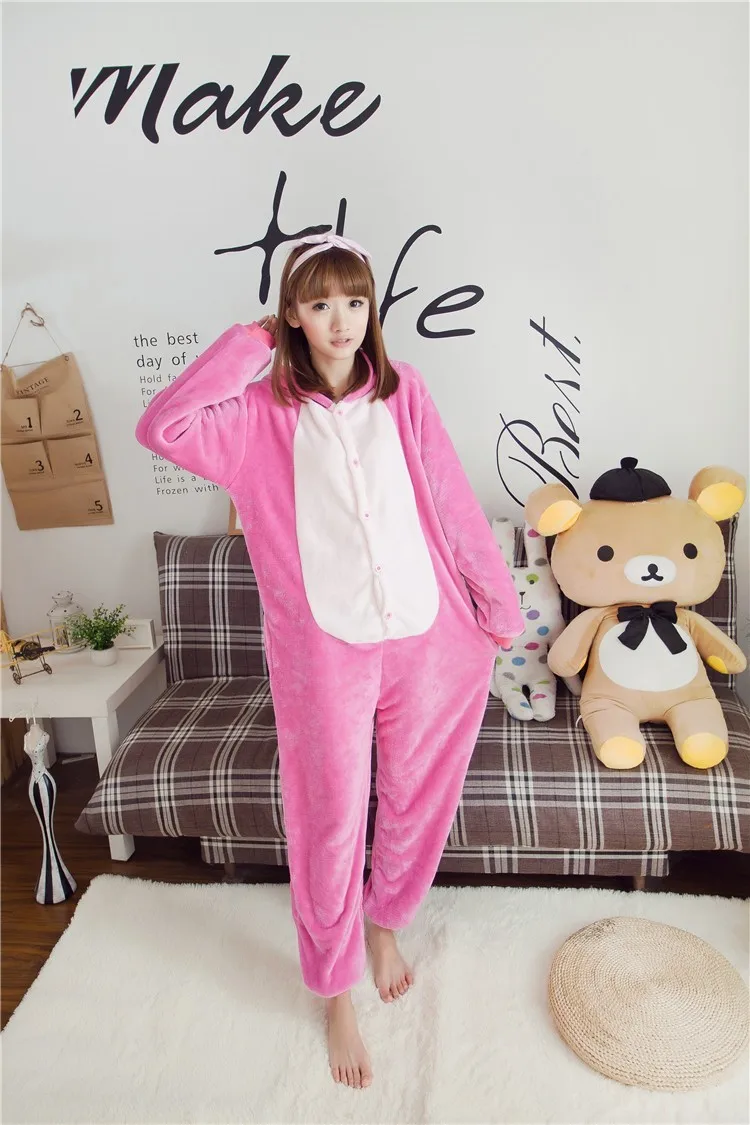 Kigurumi Unisex Adult Children Blue Pink Stitch Pajamas Animal Onesie 