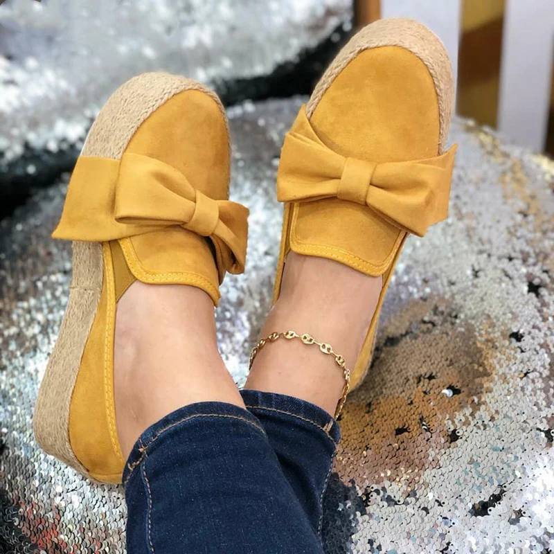 

Spring Women Flats Shoes Platform Sneakers 2019 Slip On Bow Flats Leather Suede Ladies Loafers Moccasins Casual Shoes A304