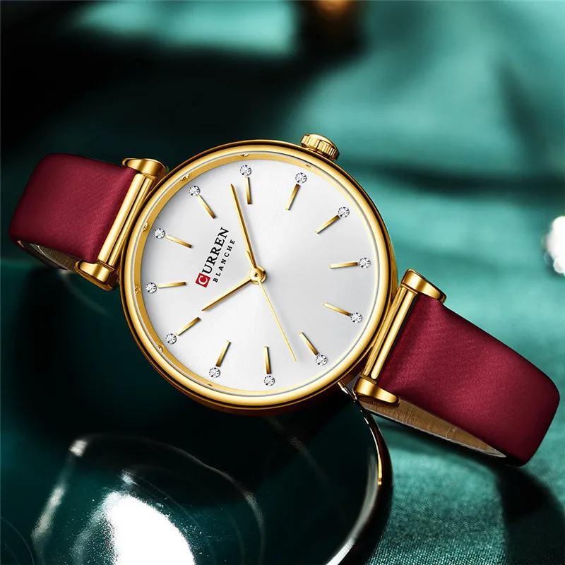 

CURREN 9081 Women Watch Top Brand Luxury Female Waterproof Clock Genuine Leather Bracelet Fashion Simple Ladies Wristwatch Gift