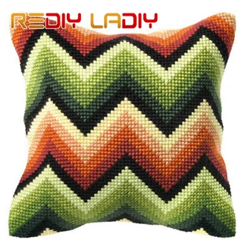

Cross Stitch Cushion Mandala Autumn Make Your Own Pillow DIY Chunky Cross Stitch Kits Printed Canvas Acrylic Yarn Pillow Case