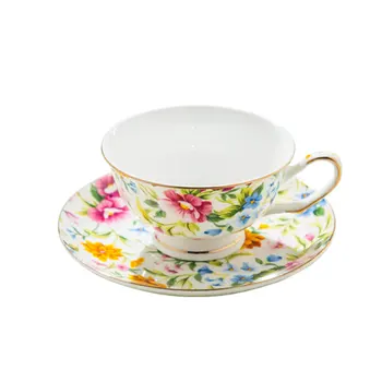 

Fine Bone China Floral Gold Rim Coffee Cup And Saucer