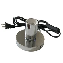 Polished Metal Desktop Lamp Base 180cm Cord E27 E26 Base Holder with on/off Switch, EU US Plug in Screw Base for Table Lamp