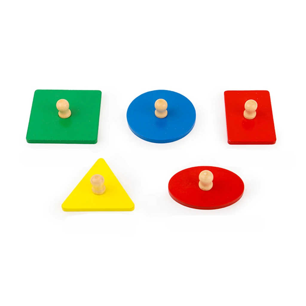 Montessori Wooden Geometry Blocks Inserting Board Jigsaw Puzzle Kids Educational Toy Xmas Gift - Square