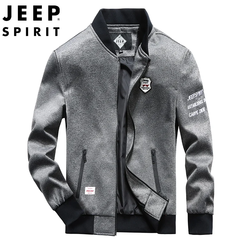 JEEP SPIRIT осенняя куртка мужская ветровка модная повседневная куртка с буквенным принтом мужские куртки и пальто больших размеров M-4XLThin