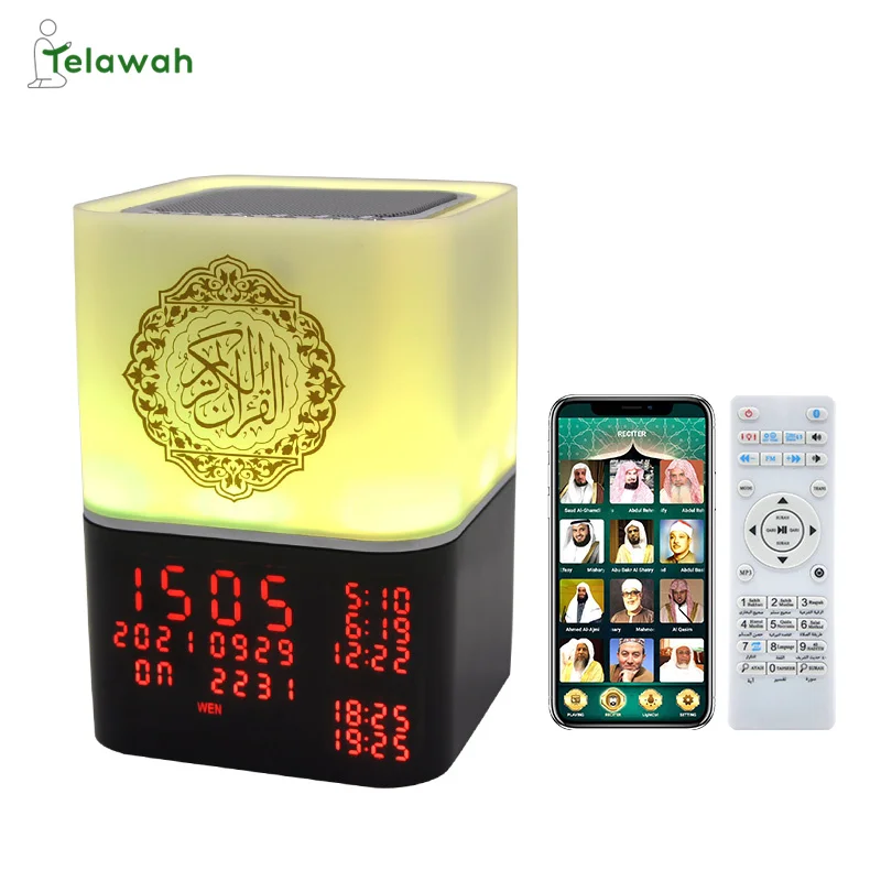 Telawah Quran Speaker Azan Prayer Clock Screen Display Multi Function Wireless Bluetooth Koran Speaker Led Light Prayer Muslim