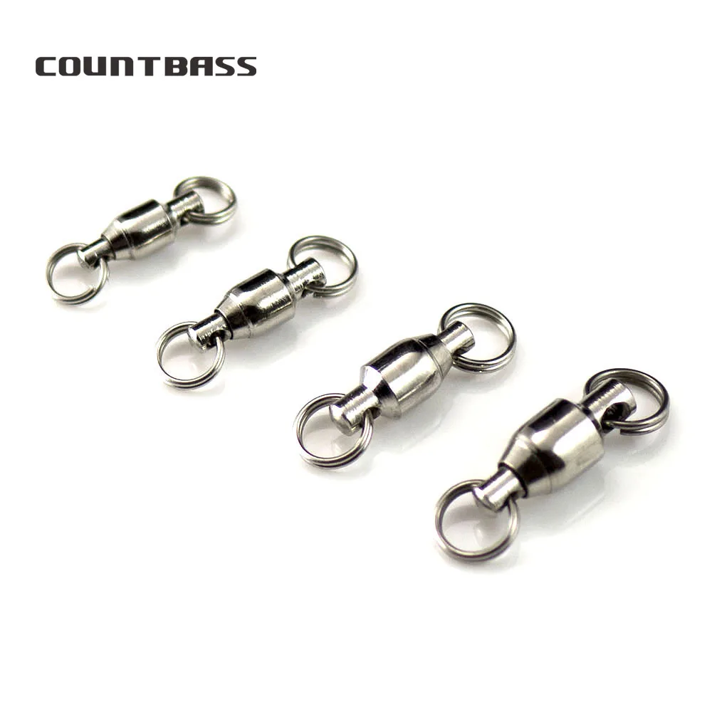 

50pcs Super Ball Bearing Swivel With Split Rings Connector, Size 1,2,3,4 Fishing Accessories
