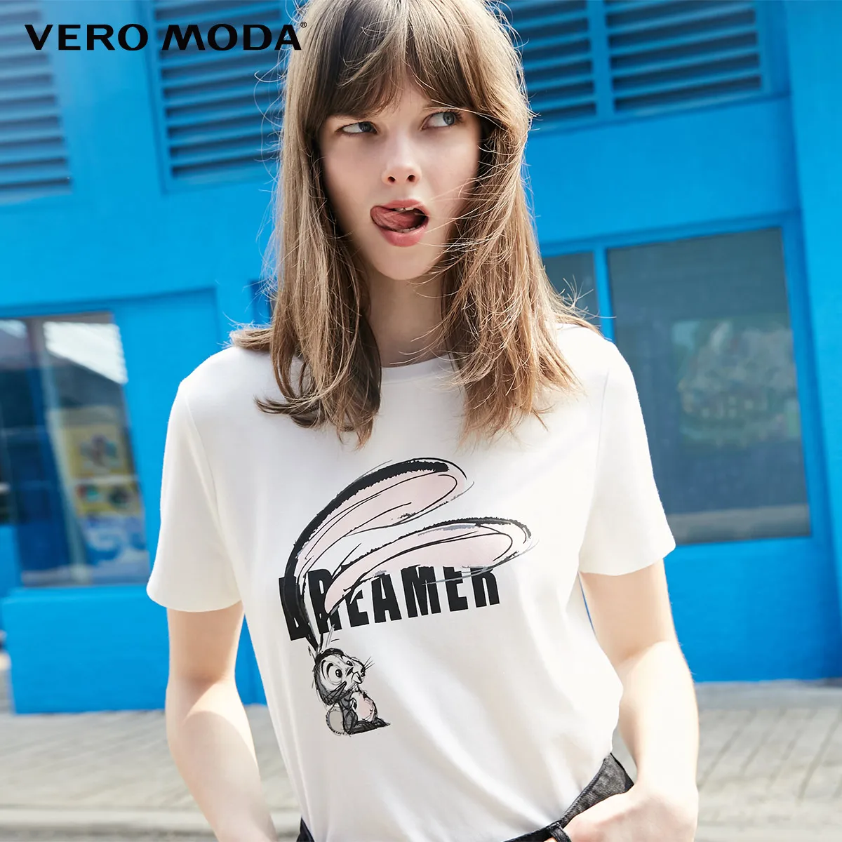 Vero Moda женская футболка с принтом букв и животных | 319201562 - Цвет: SNOW WHITE