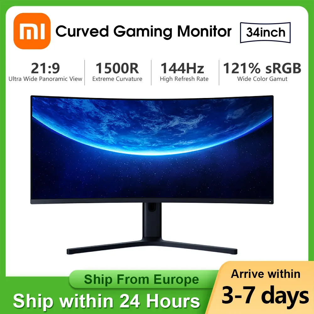 Монитор игровой Xiaomi WQHD 34 дюйма изогнутый широкий угол обзора 144 Гц | Компьютеры и
