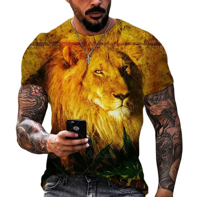 2021 New Fashion Cool T-shirt For Men’s 3D T-shirt Printing lion Short Sleeve Summer Shirt Printing T-shirt OFSM-00853