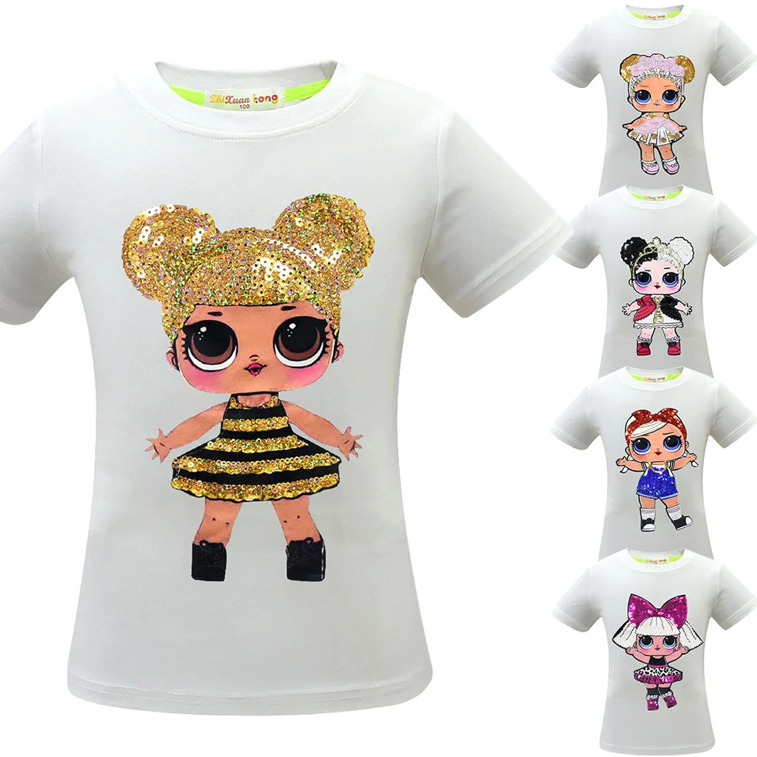 

Toddler Girl Lol Tshirt Summer Short Sleeve Tops Children's Wear Cartoon Print Tees Cotton Costume Kids Baby Clothes for Girls