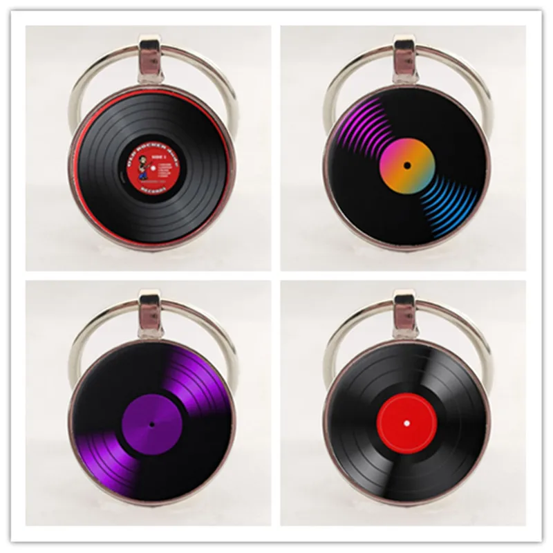 

Simple Classic Style Vinyl Record Retro Gramophone Record Dome Glass Keychain Music Lovers Gift Wholesale And Retail