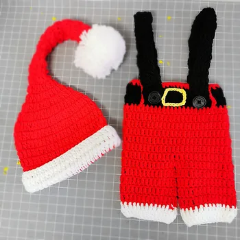 

Christmas Baby Clothing Set Newborn Photography Props Infant Crochet Knit Hat Pants Clothes Set Funny DIY Photo Shoot Props