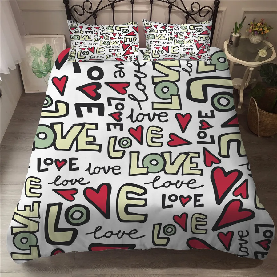 

A Bedding Set 3D Printed Duvet Cover Bed Set Valentine's Day Home Textiles for Adults Bedclothes with Pillowcase #QRJ02