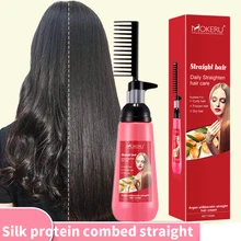 Creme liso liso do relaxer do cabelo do creme do alisador de cabelo com pente que alisa rapidamente o tratamento nutritivo do cabelo da mulher do creme