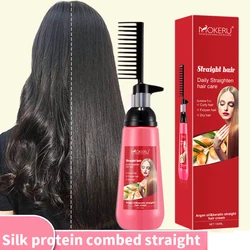 Creme liso liso do relaxer do cabelo do creme do alisador de cabelo com pente que alisa rapidamente o tratamento nutritivo do cabelo da mulher do creme