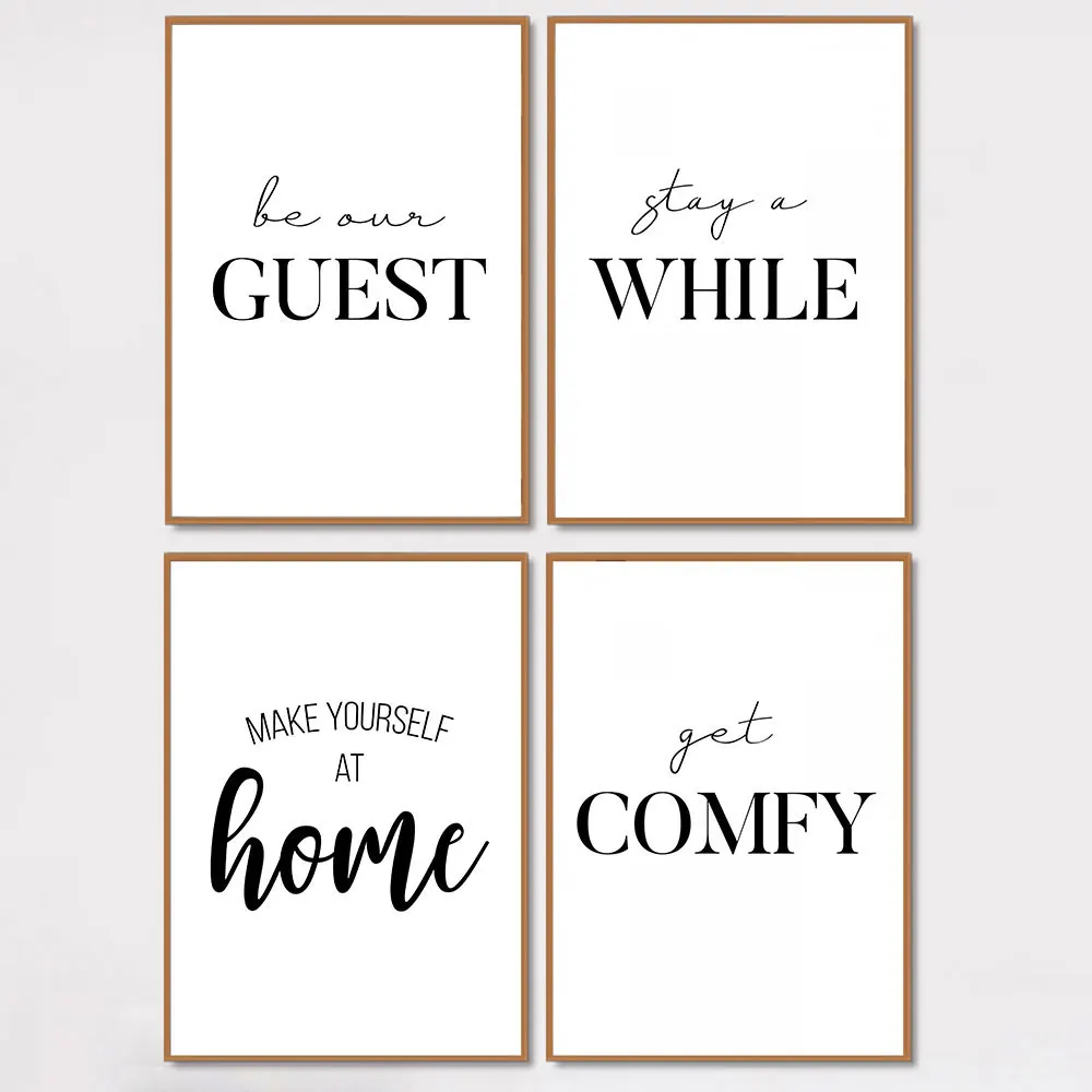 

Letter Poster Black White Minimalist Wall Art Canvas Print Painting Quote Decorative Picture Simple Style Home Decor Unframe