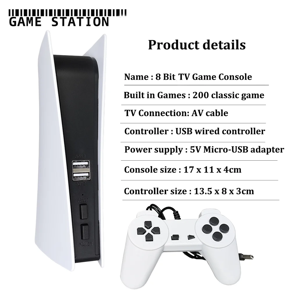 Game Station 5 USB Wired Video Game Console With 200 Classic Games 8 Bit GS5 TV Consola Retro Handheld Player AV Output