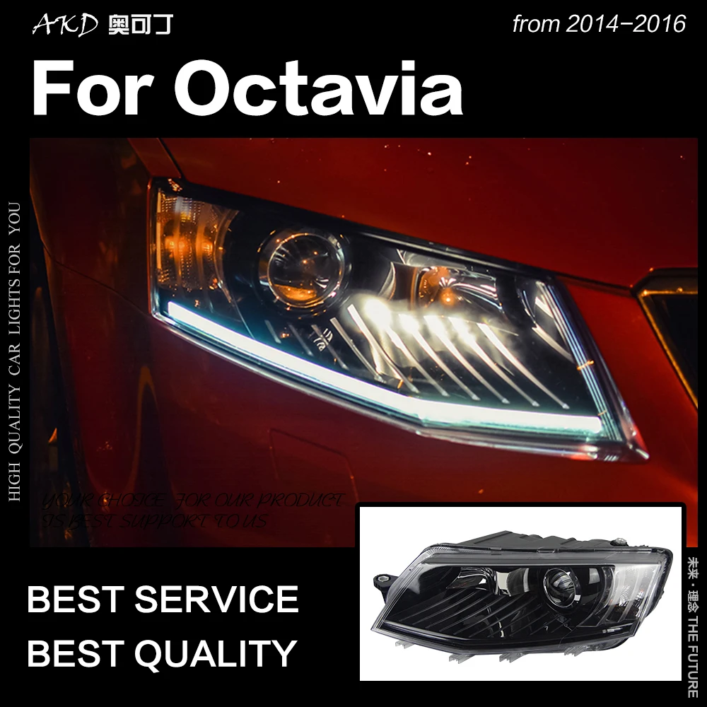 Автостайлинг AKD фары для Skoda Octavia 2015 2017 A6 светодиодный ные DRL Hid Bi Xenon автомобильные