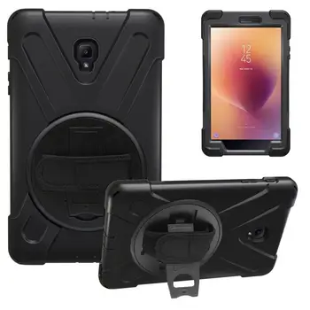 

New Rotate Heavy Duty Armor Kid PC Silicone with Hand Strap Stand Cover Case for Samsung Galaxy Tab A 8.0 SM-T380 SM-T385