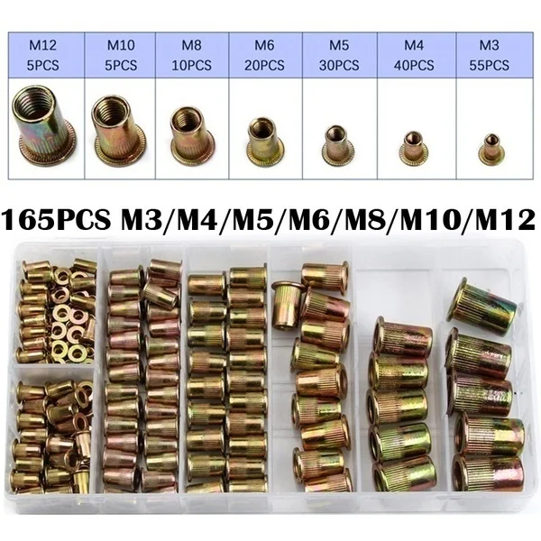 165/210 шт. оцинкованные рифленые гайки из углеродистой стали|Гайки| |