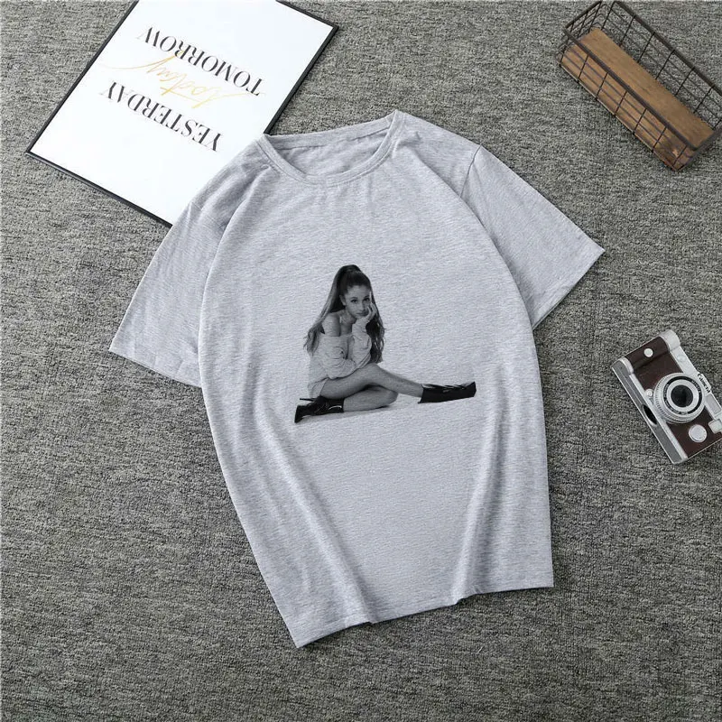 Poleras Mujer De Moda летняя футболка женская Ариана Гранде принт Vogue Harajuku футболка плюс размер Готическая Футболка Camiseta Mujer - Цвет: 2382-Gray