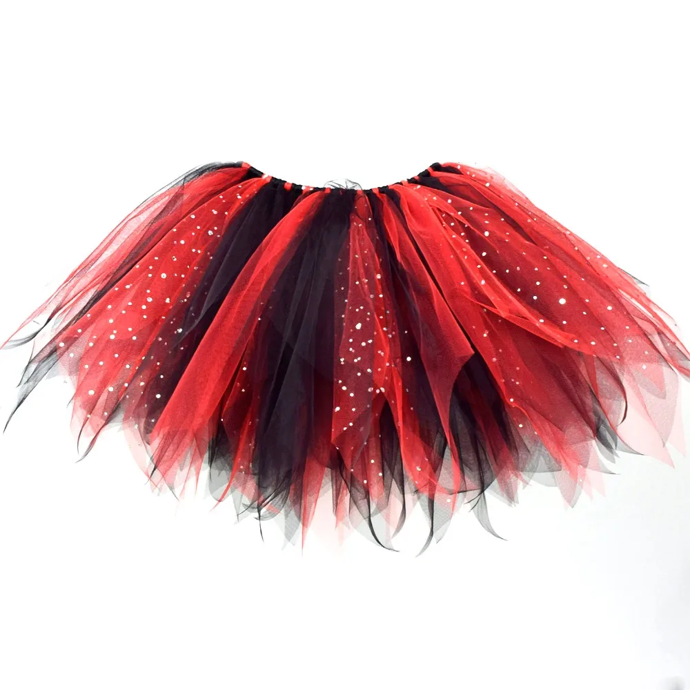 Пышная юбка-пачка красного и черного цвета для девочек блестящая танцевальная юбка для девочек праздничная одежда для маленьких девочек