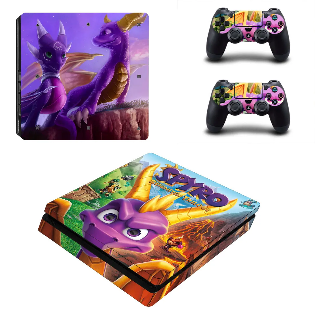 Spyro the Dragon PS4 тонкие наклейки PS 4 Play станция 4 тонкие наклеивающиеся Переводные картинки для детей playstation 4 тонкая консоль и контроллер