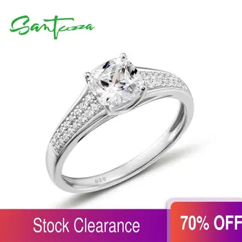 

Santuzza 925 Sterling Silver Rings For Woman Sparkling White Cubic Zirconia Engagement Romantic Female Rings Fine Jewelry