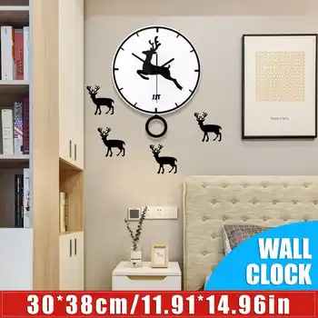 

Deer DIY Wall Clock Density Board Deer Modern Elk Wall Clock With Deer Stickers Acrylic Animals Home Living Room Decorations