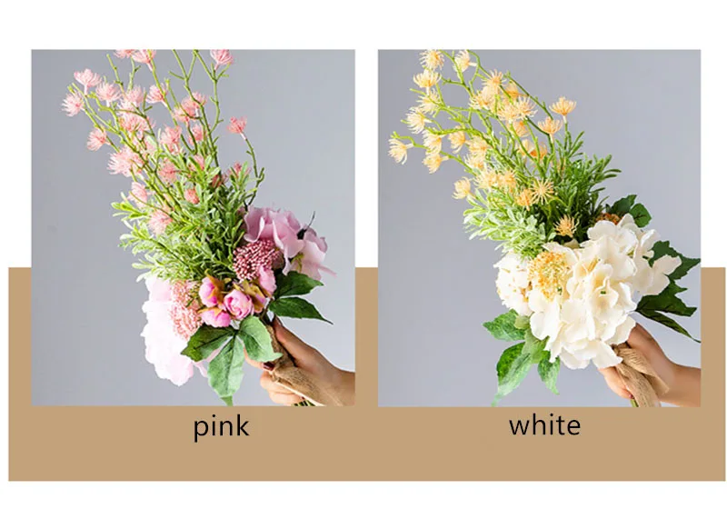 Прямая поставка оптом белый розовый цвет длинный свадебный букет искусственных цветов и растений свадебные аксессуары, букеты