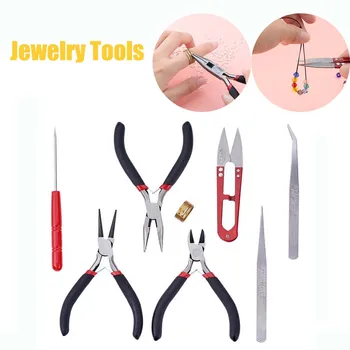 

8Pcs/Set Jewelry Tools with Plies and Scissor Beading Tool Kit Jewelry Making DIY Handmade Tools Package Beaders Professional