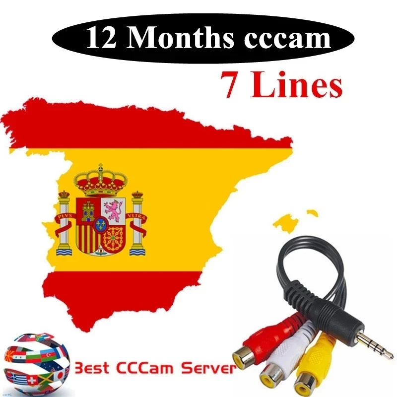 

TV Receiver CCCAM HD DVB-S2 Spain lines for 1 Year Europe support TV Receiver GTmedia V8 Nova V7S V9 Freesat V7 Ccam free test