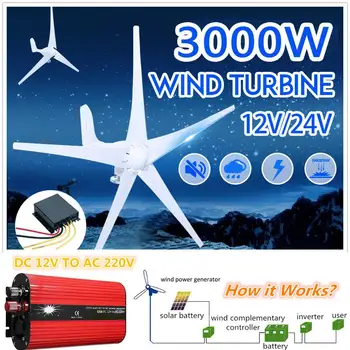 

500W-3000W Waterproof Wind Turbines Generator Charge Controller Regulator Car Power Inverters Voltage Transformer 12V 220V