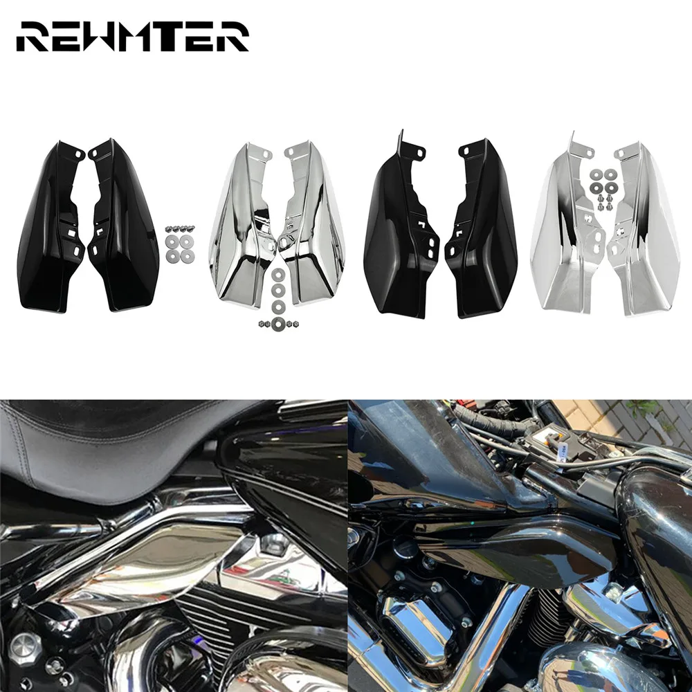 Moto Mid-Frame Air Deflector Heat Shield Black/Chrome Trim Cover Per Harley Touring 09-23 Electra Street Glide Road King